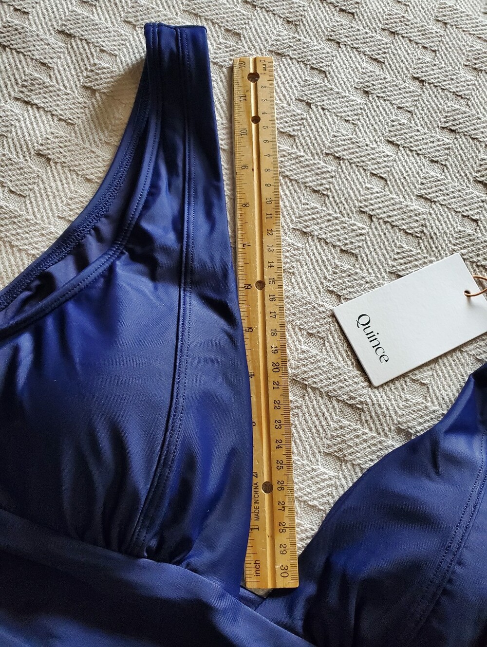 NWT Quince Italian Plunge One Piece Swimsuit Navy Blue - Picture 6 of 11